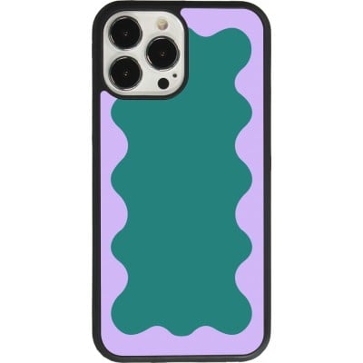 Coque iPhone 13 Pro Max - Silicone rigide noir Wavy Rectangle Green Purple