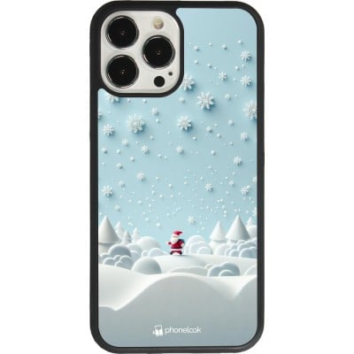 Coque iPhone 13 Pro Max - Silicone rigide noir Noël 2023 Petit Père Flocon