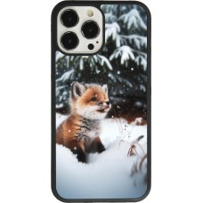 Coque iPhone 13 Pro Max - Silicone rigide noir Noël 2023 Renardeau sapin