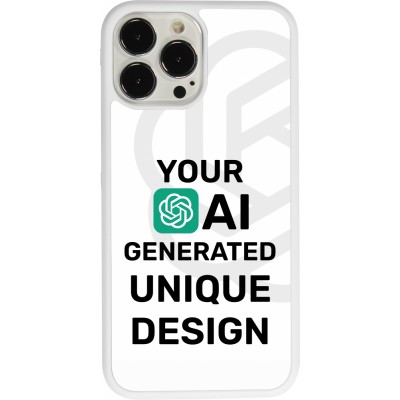 Coque iPhone 13 Pro Max - Silicone rigide blanc 100% unique générée par intelligence artificielle (AI) avec vos idées