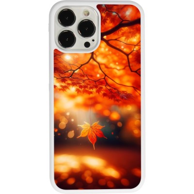 Coque iPhone 13 Pro Max - Silicone rigide blanc Automne Magique Orange