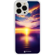 Coque iPhone 13 Pro Max - Silicone rigide blanc Coucher soleil jaune violet