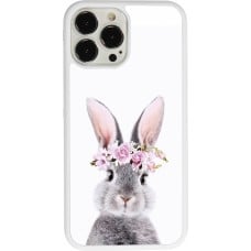 Coque iPhone 13 Pro Max - Silicone rigide blanc Easter 2023 flower bunny