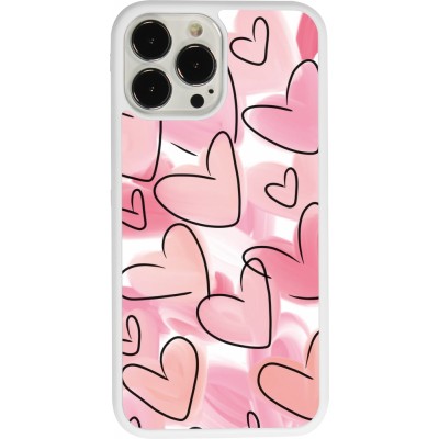 Coque iPhone 13 Pro Max - Silicone rigide blanc Easter 2023 pink hearts