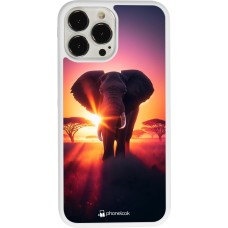 Coque iPhone 13 Pro Max - Silicone rigide blanc Elephant Sunrise Beauty