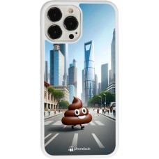 Coque iPhone 13 Pro Max - Silicone rigide blanc Emoji Caca walk