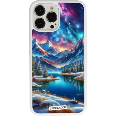 Coque iPhone 13 Pro Max - Silicone rigide blanc Fantasy Mountain Lake Sky Stars