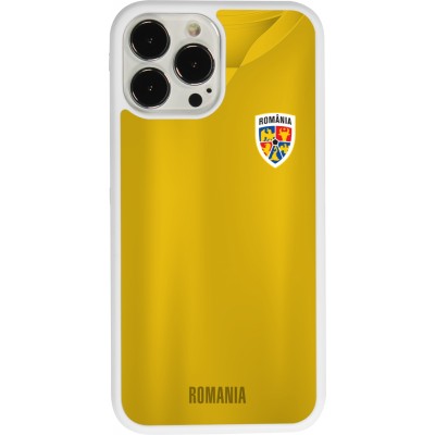 Coque iPhone 13 Pro Max - Silicone rigide blanc Maillot de football Roumanie