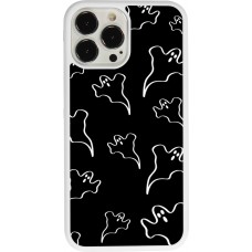 Coque iPhone 13 Pro Max - Silicone rigide blanc Halloween 2024 black and white ghosts