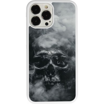 Coque iPhone 13 Pro Max - Silicone rigide blanc Halloween 2024 smoky skull