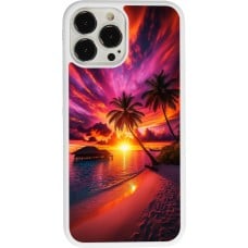 Coque iPhone 13 Pro Max - Silicone rigide blanc Maldives Dusk Bliss