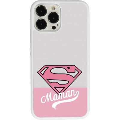 Coque iPhone 13 Pro Max - Silicone rigide blanc Mom 2024 Super hero maman