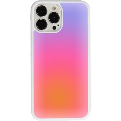 Coque iPhone 13 Pro Max - Silicone rigide blanc Orange Pink Blue Gradient