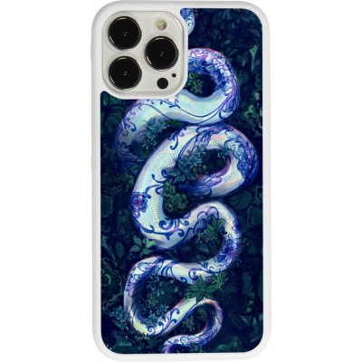 Coque iPhone 13 Pro Max - Silicone rigide blanc Serpent Blue Anaconda