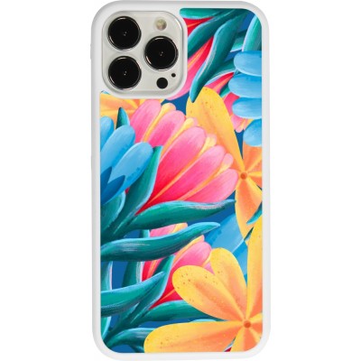 Coque iPhone 13 Pro Max - Silicone rigide blanc Spring 23 colorful flowers