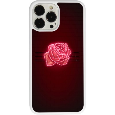 Coque iPhone 13 Pro Max - Silicone rigide blanc Spring 23 neon rose