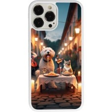 Coque iPhone 13 Pro Max - Silicone rigide blanc Valentine 2024 Dog & Cat Candlelight