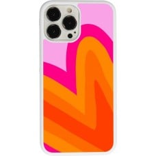 Coque iPhone 13 Pro Max - Silicone rigide blanc Valentine 2024 heart gradient