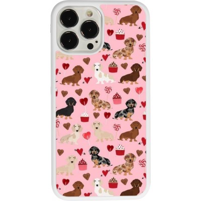 Coque iPhone 13 Pro Max - Silicone rigide blanc Valentine 2024 puppy love