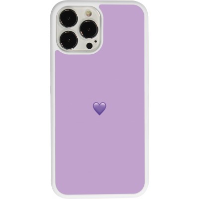 Coque iPhone 13 Pro Max - Silicone rigide blanc Valentine 2023 purpule single heart