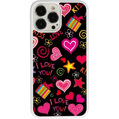 Coque iPhone 13 Pro Max - Silicone rigide blanc Valentine 2023 love symbols