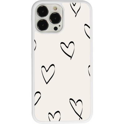 Coque iPhone 13 Pro Max - Silicone rigide blanc Valentine 2023 minimalist hearts