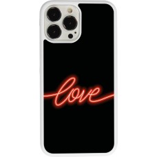 Coque iPhone 13 Pro Max - Silicone rigide blanc Valentine 2023 neon love