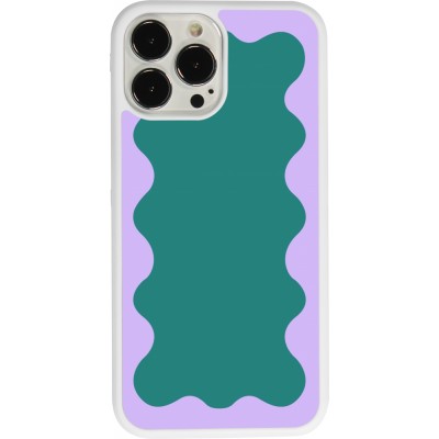 Coque iPhone 13 Pro Max - Silicone rigide blanc Wavy Rectangle Green Purple