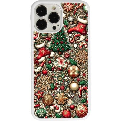 Coque iPhone 13 Pro Max - Silicone rigide blanc Noël 2023 micro pattern