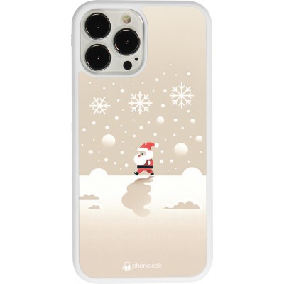 Coque iPhone 13 Pro Max - Silicone rigide blanc Noël 2023 Minimalist Santa