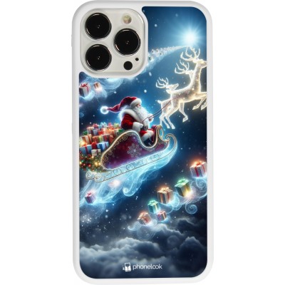 Coque iPhone 13 Pro Max - Silicone rigide blanc Noël 2023 Père Noël enchanté