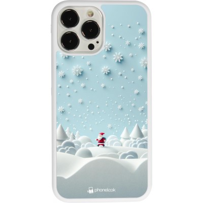 Coque iPhone 13 Pro Max - Silicone rigide blanc Noël 2023 Petit Père Flocon