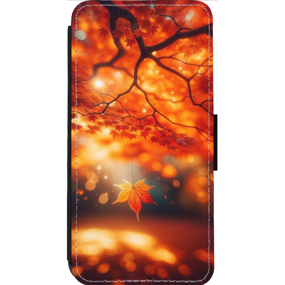 Coque iPhone 13 Pro Max - Wallet noir Automne Magique Orange