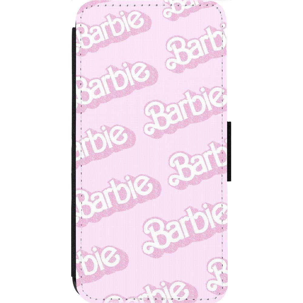 Coque iPhone 13 Pro Max - Wallet noir Barbie light pink pattern