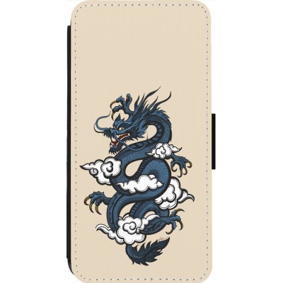 Coque iPhone 13 Pro Max - Wallet noir Blue Dragon Tattoo