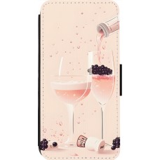 Coque iPhone 13 Pro Max - Wallet noir Champagne Pouring Pink