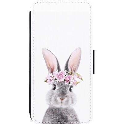 Coque iPhone 13 Pro Max - Wallet noir Easter 2023 flower bunny