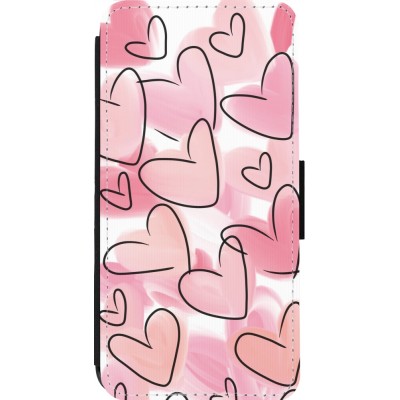 Coque iPhone 13 Pro Max - Wallet noir Easter 2023 pink hearts