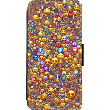 Coque iPhone 13 Pro Max - Wallet noir Emoji mixed