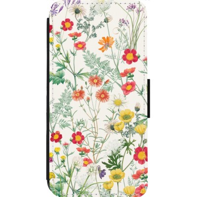 Coque iPhone 13 Pro Max - Wallet noir Flora Botanical Wildlife