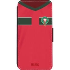 Coque iPhone 13 Pro Max - Wallet noir Maillot de football Maroc 2022 personnalisable