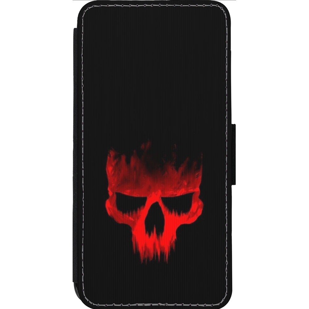 Coque iPhone 13 Pro Max - Wallet noir Halloween 2023 scary skull