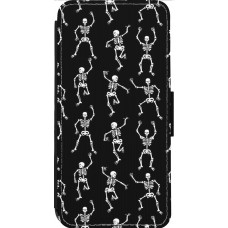 Coque iPhone 13 Pro Max - Wallet noir Halloween 2024 dancing skeleton