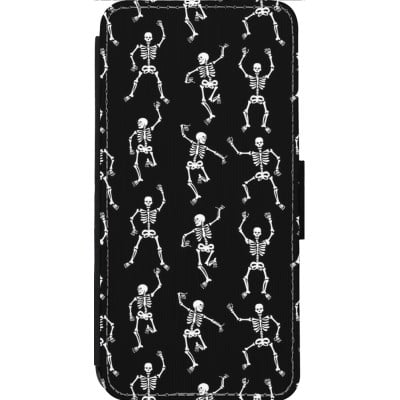 Coque iPhone 13 Pro Max - Wallet noir Halloween 2024 dancing skeleton