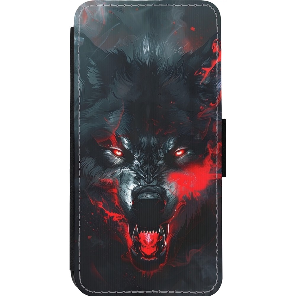 Coque iPhone 13 Pro Max - Wallet noir Halloween 2024 mad werewolf