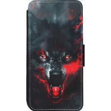 Coque iPhone 13 Pro Max - Wallet noir Halloween 2024 mad werewolf