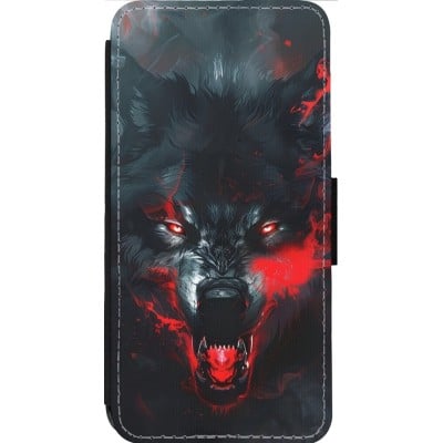 Coque iPhone 13 Pro Max - Wallet noir Halloween 2024 mad werewolf