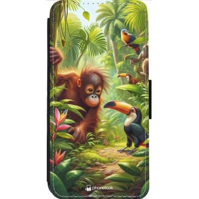 Coque iPhone 13 Pro Max - Wallet noir Jungle Tropicale Tayrona