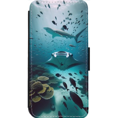 Coque iPhone 13 Pro Max - Wallet noir Manta Lagon Nettoyage