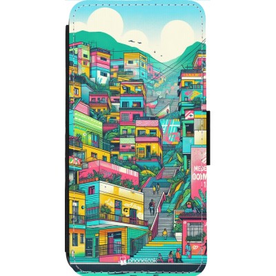 Coque iPhone 13 Pro Max - Wallet noir Medellin Comuna 13 Art